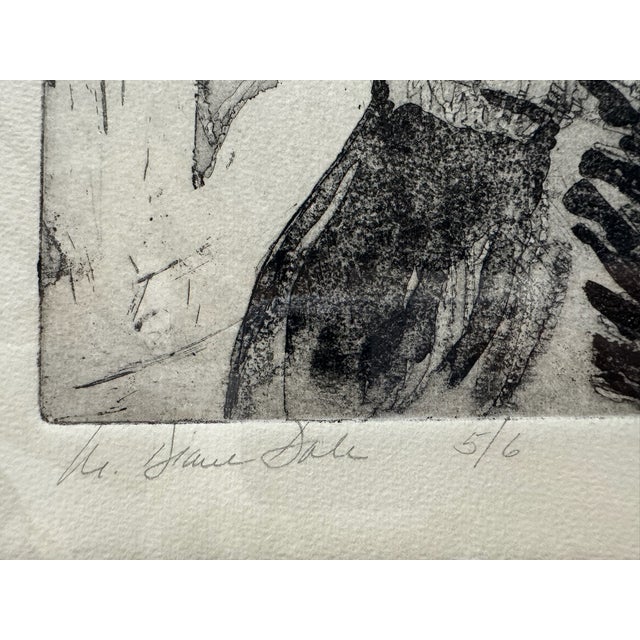 Contemporary Mid 20th Century M. Diane Dale Signed Original Print Expressionist Figure Study Framed 17x14 Contemporary For Sale - Image 3 of 9