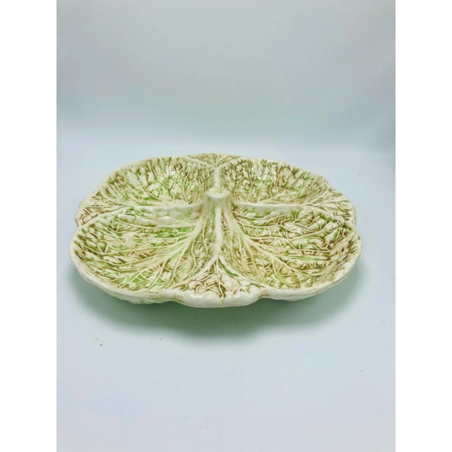 Shabby Chic Cabbage Leaf Serving Dish For Sale - Image 3 of 6
