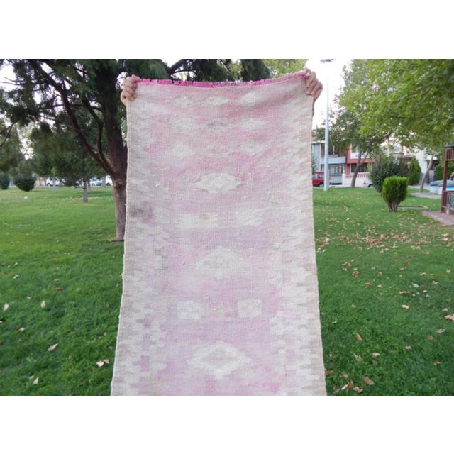 Distressed Vintage Turkish Kilim Runner 2′6″ × 10′4″ For Sale - Image 9 of 13