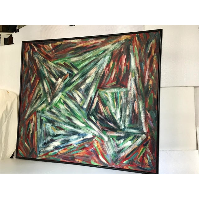 Green Wings of Light Original Abstract Expressionism Oil Painting by Monique Nichols For Sale - Image 8 of 12