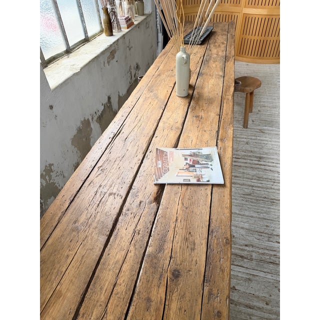 Brutalist Folk Art Table in Pine and Oak, 1950s For Sale - Image 9 of 18