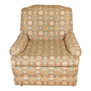 Large Upholstered Linen London Club Chair For Sale