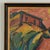Powerful German expressionist oil painting on canvas of a stylized landscape with trees and a house ,executed with...