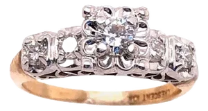 10 Karat Two-Tone Gold Diamond Engagement Ring 0.60 TDW, Size 7.25
