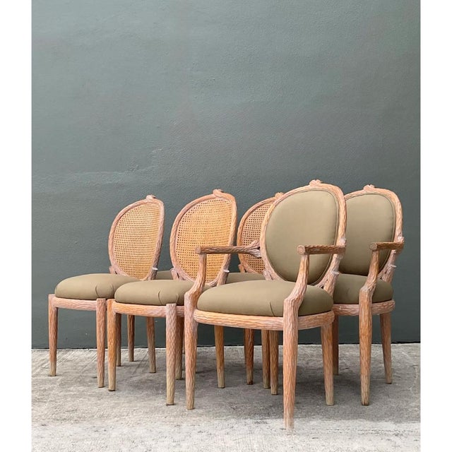 Vintage Carved Faux Bois Dining Chairs - Set of 6 For Sale - Image 10 of 12