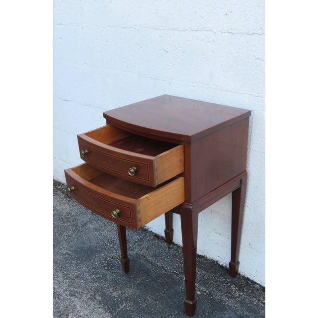 1940s Tall Bow Front Mahogany Nightstand Side End Table 6163 For Sale - Image 14 of 15