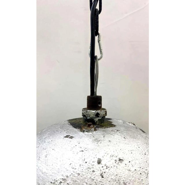 1940s Italian Blue Enamel Large Industrial Factory / Warehouse Lantern For Sale - Image 12 of 13