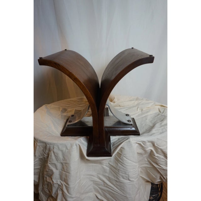 Art Deco 1930s Art Deco Dark Walnut Wedge Shaped Aluminum Based End Tables - a Pair For Sale - Image 3 of 13