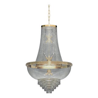 Empire 18 Lights Chandelier in Gold Plate and Full Cut Crystal by Aggiolight For Sale