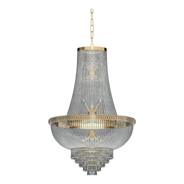 Empire 18 Lights Chandelier in Gold Plate and Full Cut Crystal by Aggiolight For Sale