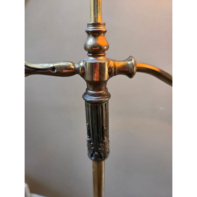 Metal Vintage Brass Single Arm Deco Floor Lamp For Sale - Image 7 of 16