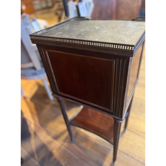 Antique Directoire Style Night Stand With Marble Lining For Sale In Phoenix - Image 6 of 7