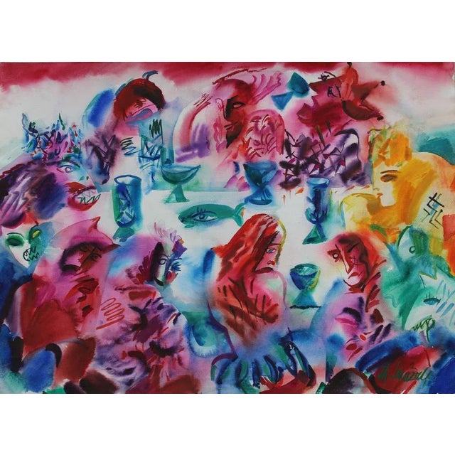 Malda Muizule, At the Table, Watercolor on Paper For Sale - Image 9 of 9