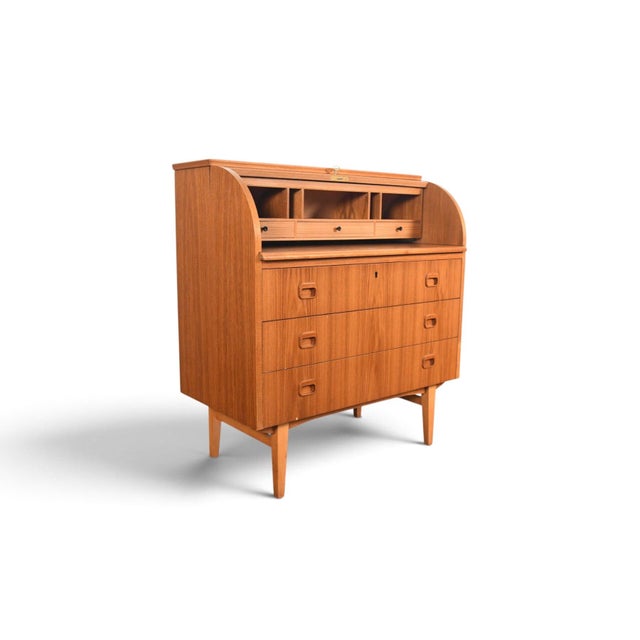 Mid 20th Century Attributed to Egon Östergaard Curved Top Secretary Desk in Teak For Sale - Image 11 of 12