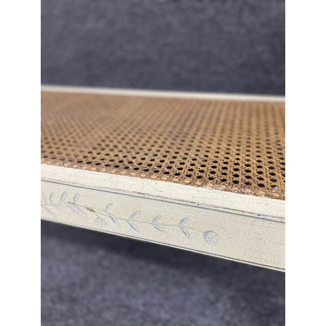 Paint Decorated Cane Window Bench For Sale - Image 4 of 9