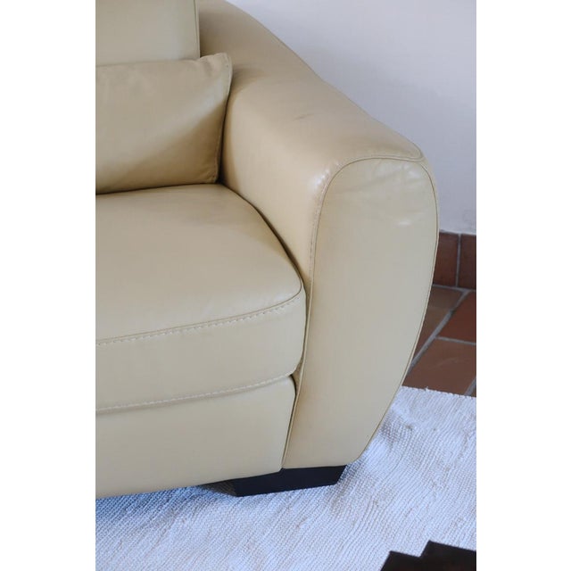 Postmodern Club Armchair in Butter Yellow Leather, 1980s For Sale - Image 6 of 12