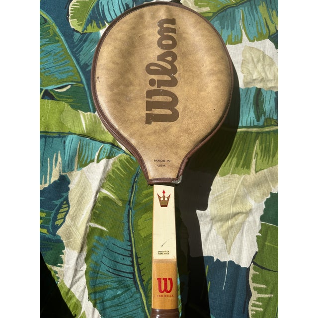 Brown Vintage Collection of Wilson and n.j. Magnan Corp. Tennis Rackets and Covers For Sale - Image 8 of 9
