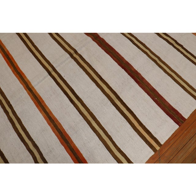 Mid 20th Century Oversize Square Striped Turkish Kilim For Sale - Image 5 of 6