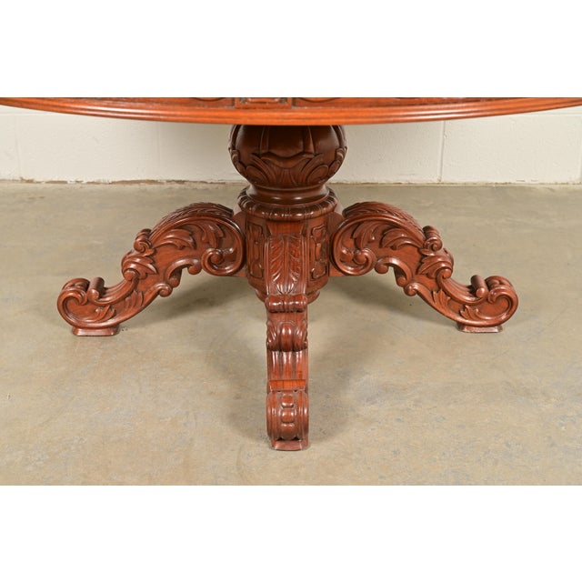 Wood R. J. Horner Style Antique Victorian Carved Mahogany Pedestal Dining Table, Circa 1880s For Sale - Image 7 of 9