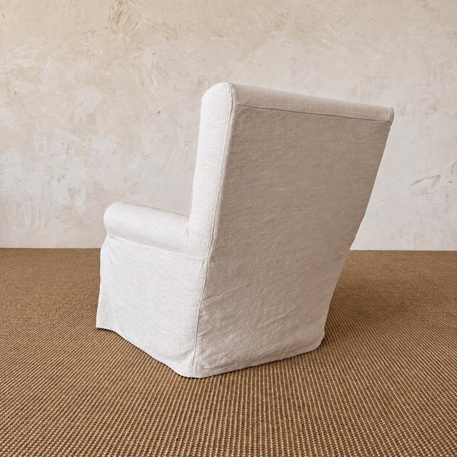 2020s Regent Chair Slip Covered in Belgian Linen- Greige For Sale - Image 5 of 11