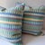 Pair of large multi-color check throw or sofa pillows in a beautiful checkered gingham withe greens, blues, yellows, and...