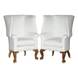Antique Walnut Ball and Claw Porters Armchairs from Howard & Sons, 1880, Set of 2 For Sale