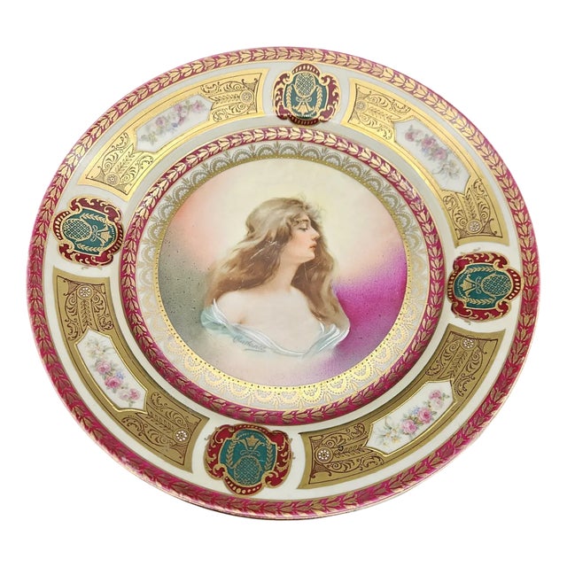 Art Nouveau Hand-Painted Porcelain Plate from Schwarzburg, 1890s For Sale