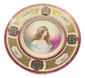 Art Nouveau Hand-Painted Porcelain Plate from Schwarzburg, 1890s
