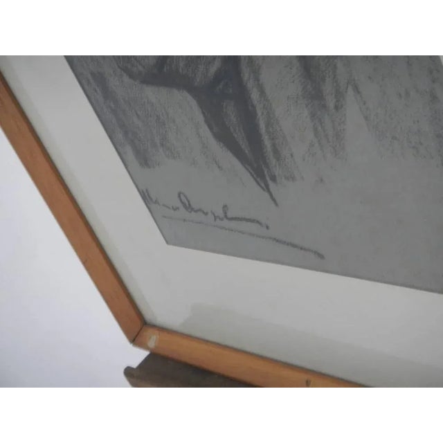 Wood Mina Anselmi, Man, 1940, Charcoal Drawing, Framed For Sale - Image 7 of 11