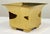 Vintage postmodern style brass planter featuring a square body, smooth frame and curved lip at top. Footed. Nice patina...
