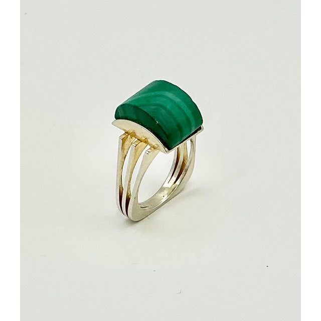 Vintage Home is pleased to present this Art Deco Boho Chic style Cocktail Ring, Size 7. The gemstone is Malachite in an...