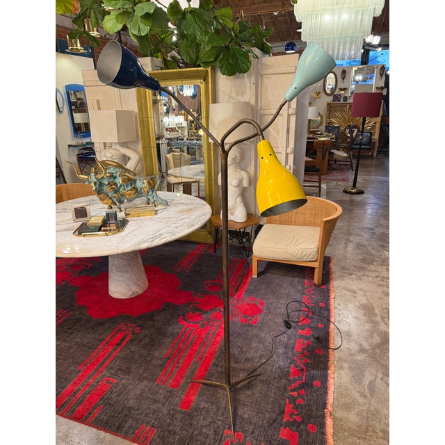 Attributed to Giuseppe Ostuni, Three-Light Floor Lamp, Italy, 1950s For Sale - Image 9 of 10