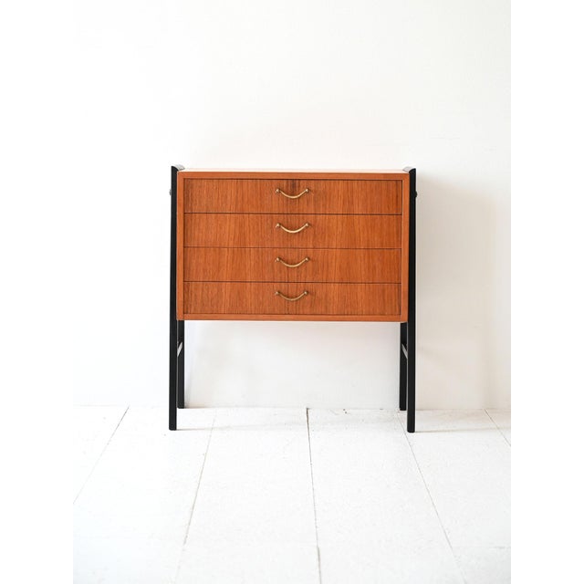 Scandinavian Teak and Brass Bedside Table, 1950s For Sale - Image 10 of 10