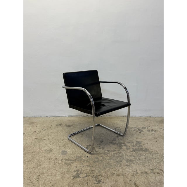 Mies Van Der Rohe Tubular Brno Black Leather 245 Chair for Knoll, 1980s For Sale - Image 10 of 14