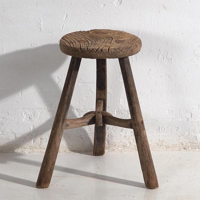 Vintage Primitive Stool, 1920 For Sale - Image 9 of 9