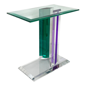 C. 1980s Post Modern Glass and Acrylic Side Table in Manner of Shlomi Haziza