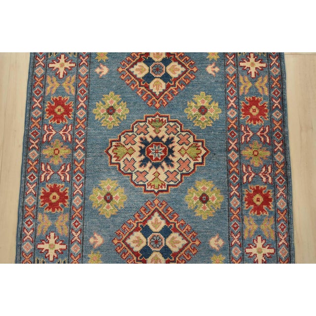 2020s Kazak Runner 2’8” X 9’8” Blue Wool Tribal Hand-Knotted Oriental Rug For Sale - Image 5 of 12