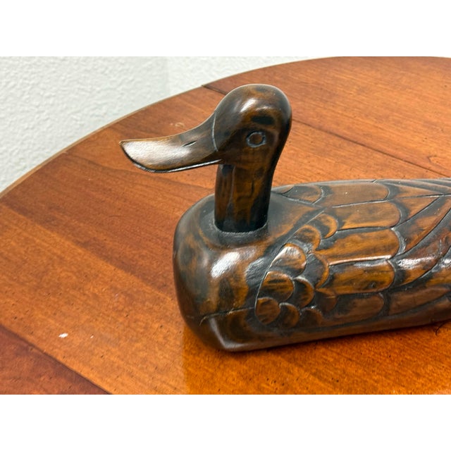 Wood Folk Art Hand Carved Wooden Duck For Sale - Image 7 of 12