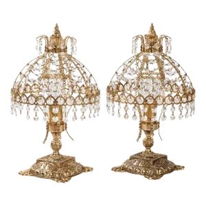 1960s Brass & Crystal Table Lamps - a Pair