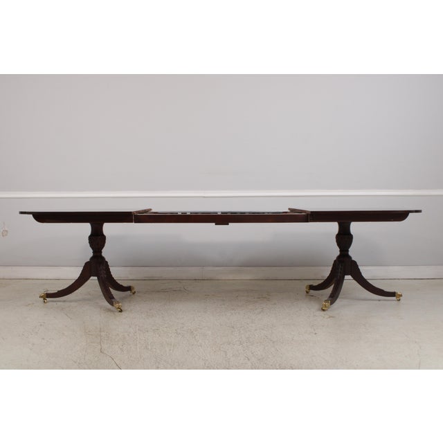 Brown Stickley Mahogany Double Pedestal Dining Table For Sale - Image 8 of 17