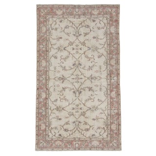 Vintage Turkish Oushak Rug-3′9″ × 6′7″ For Sale