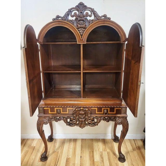 Brown Antique American Adams Painted Berkey & Gay Silver Chest Cabinet on Stand For Sale - Image 8 of 18