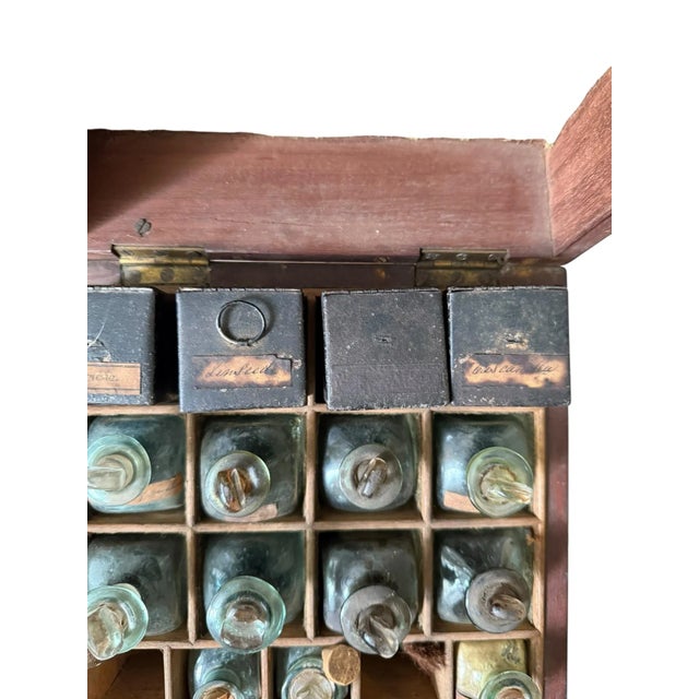 Wood 19th Century Mahogany Apothecary Cabinet With Glass Bottles by Clay and Abraham, Liverpool For Sale - Image 7 of 8