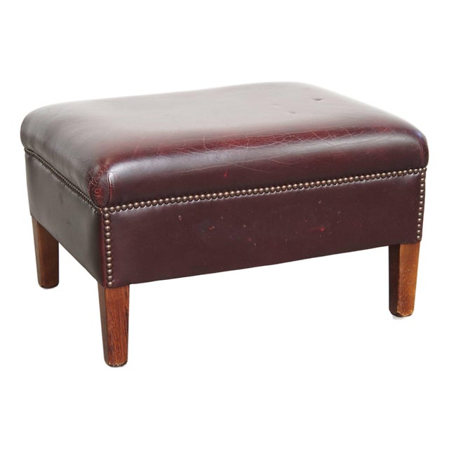 Bordeaux Cowhide Leather Ottoman For Sale