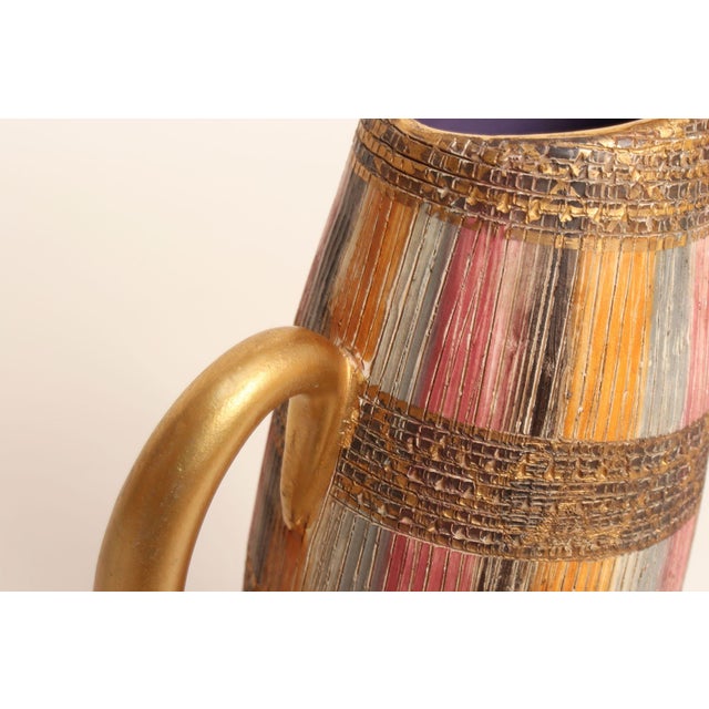 Vintage Italian Modernist Gilt Ceramic "Seta" Pitcher by Aldo Londi for Bitossi For Sale - Image 9 of 18