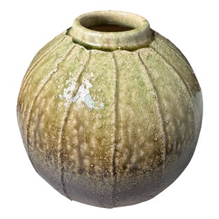 Vintage Spherical Form with Green Ash Glaze, 1970 For Sale