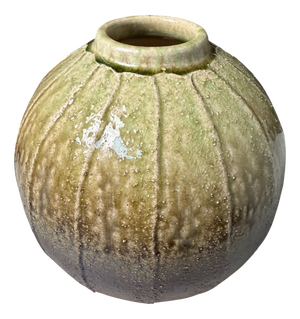 Vintage Spherical Form with Green Ash Glaze, 1970