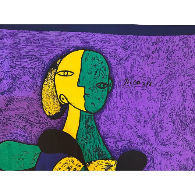 Late 20th Century Vintage French Scarf after Pablo Picasso Cubist Portrait of "Femme Assise 1980s For Sale - Image 5 of 12