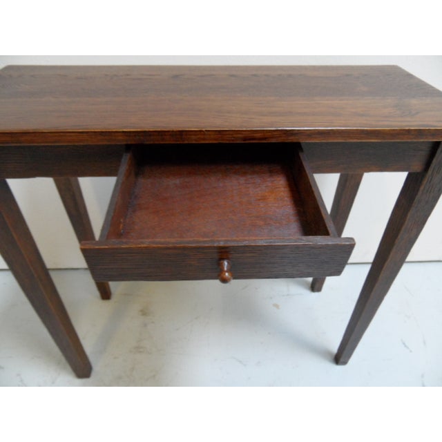 Small Vintage Oak Side Table with Drawer, 1920s For Sale - Image 6 of 10