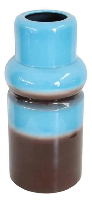 Artistic Vase in Blue and Brown Ceramic, 1970s